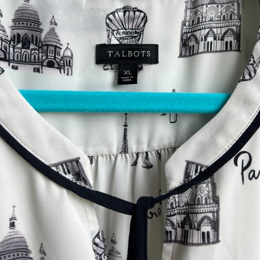 Talbots Paris Print Button-Down Blouse - image 3